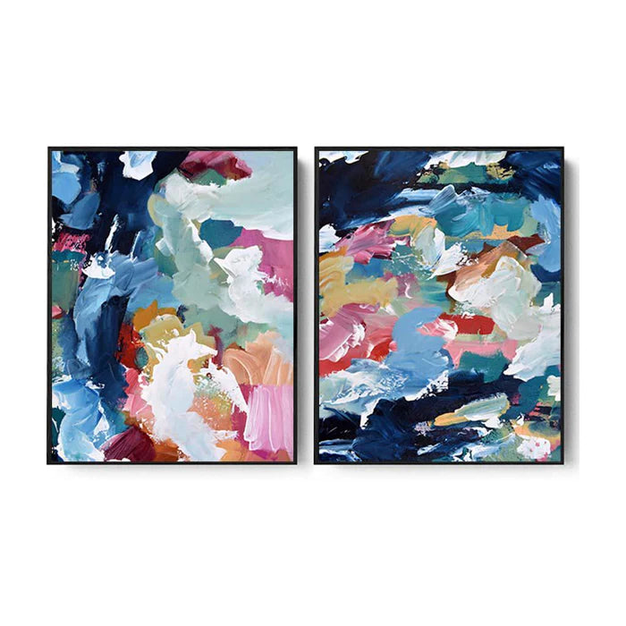 Bright & Colourful Abstract Canvas Set Of 2 70X100 Black