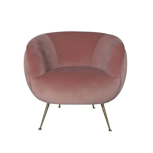 Crondall Club Chair - Pale Pink Velvet, 78x78x83cm