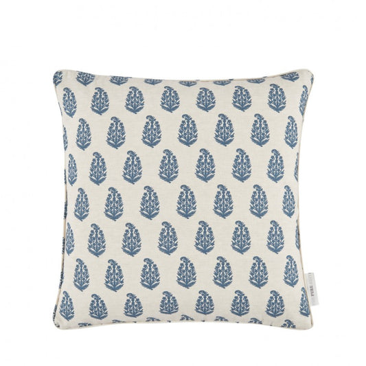 Indira Indigo Cushion 43cm x 43cm Printed Cotton Fabric Cover Only