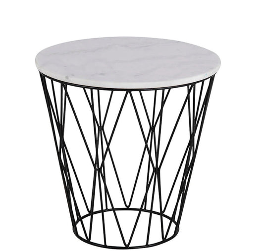 Marble Top Round Side Table, 50x50x0cm
