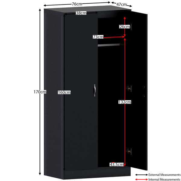 Maybery 2 Door Wardrobe - Black