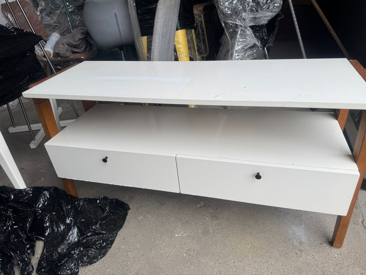 West Elm White and Wood Media Console