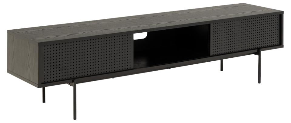 Angus TV Media Unit, Melamine Ash Black Rough, 180x40x44.5 cm