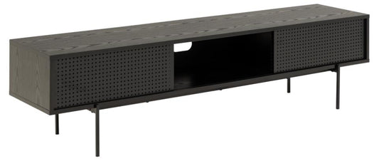 Angus TV Media Unit, Melamine Ash Black Rough, 180x40x44.5 cm