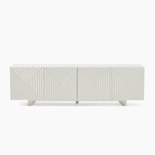 White West Elm Geometric Media Unit, 173x42x50cm