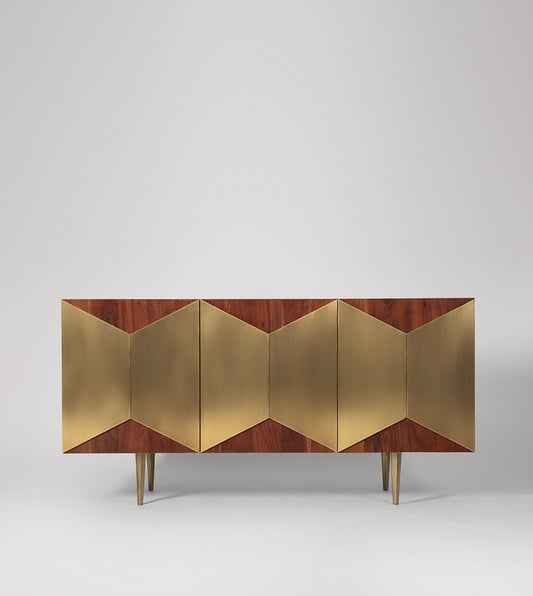 Grace Sideboard, Brass & Dark Brown Acacia (SWOON), 45x147x75cm