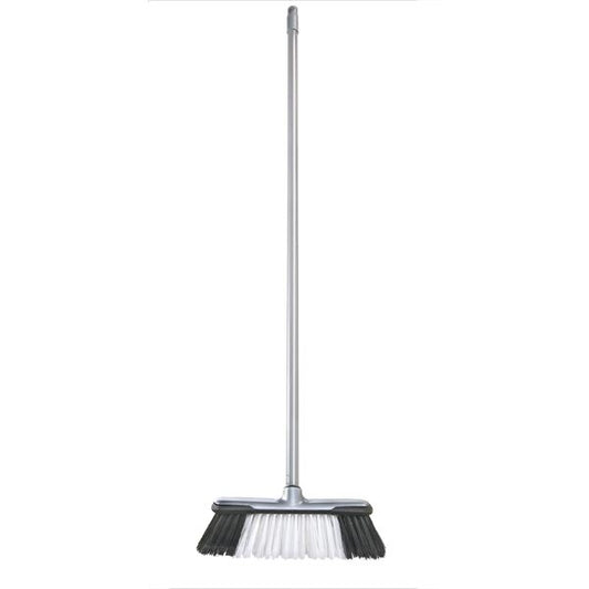 PLASTIC SOFT BROOM WITH HANDLE SILVER