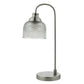 Dar Hector Satin Nickel Table Lamp with Clear Prismatic Glass
