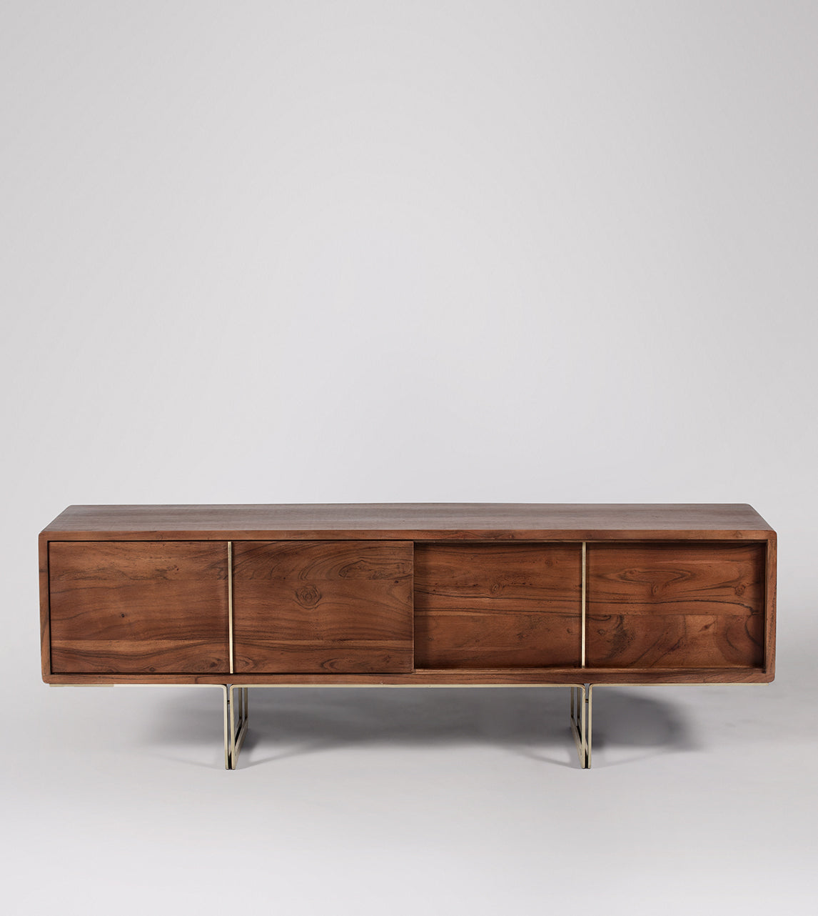 Hove TV Stand, Acacia & Brass, 40x120x35cm