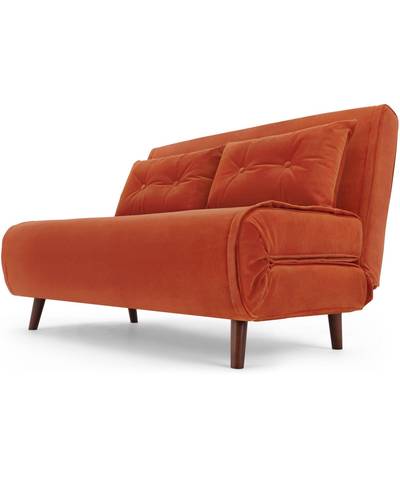 Haru Sofa Bed, Flame Orange Velvet (MADE.com), 86x120x78cm