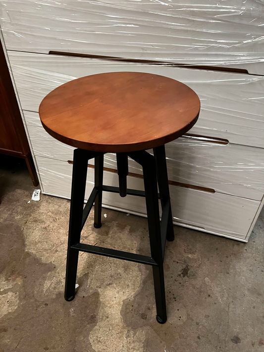 Height-Adjustable Bar Stool, Dark Wood