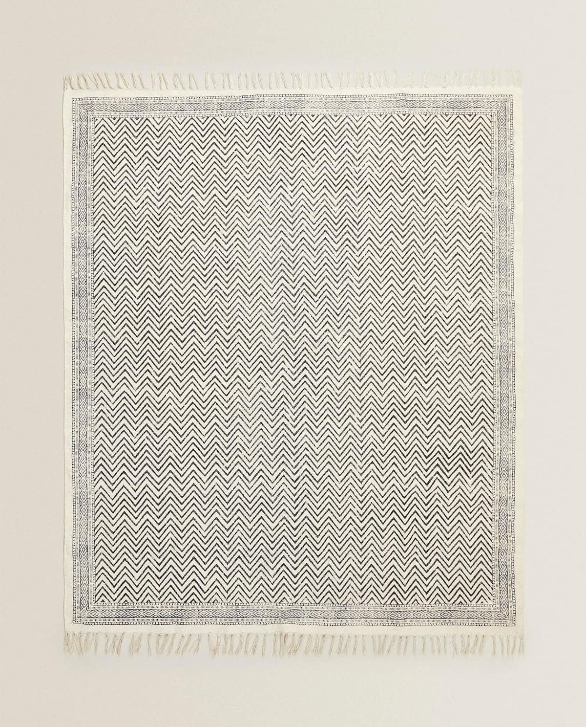 ZIGZAG PRINT COTTON RUG, 150w x 0d x 200h