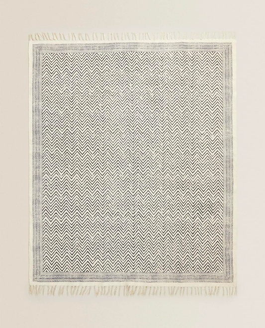 ZIGZAG PRINT COTTON RUG, 150w x 0d x 200h