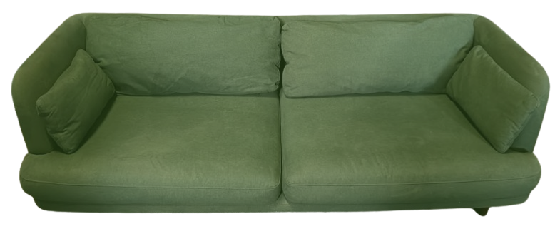 3- Seater Green Sofa, 100x215x70cm