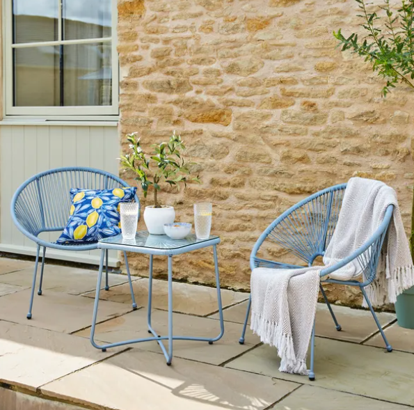 Harp String Bistro Set, Ashley Blue