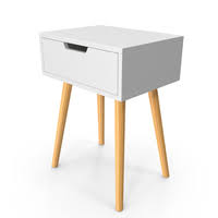 Anita Bedside Table, White Wood & Oak legs