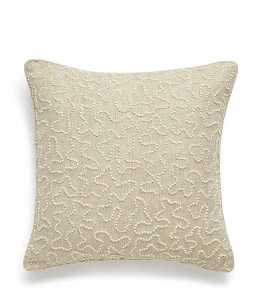 Leptoria Embroidered Cushion Cover - Chalk