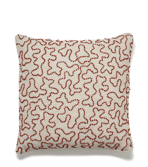 Leptoria Embroidered Cushion Cover - Blood Orange, 51x51cm