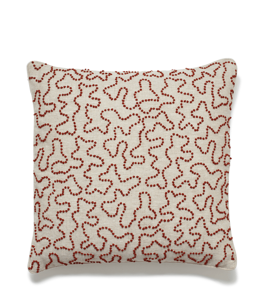 Leptoria Embroidered Cushion Cover - Blood Orange, 51x51cm