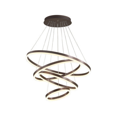 Modern Chandelier 5 Tiers LED Collection Pendant Light Fixture Cord Adjustable Brushed Acrylic Circular Led Chandelier, 6x42in