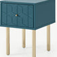 Hedra Bedside Table, Blue & Brass (MADE.com)