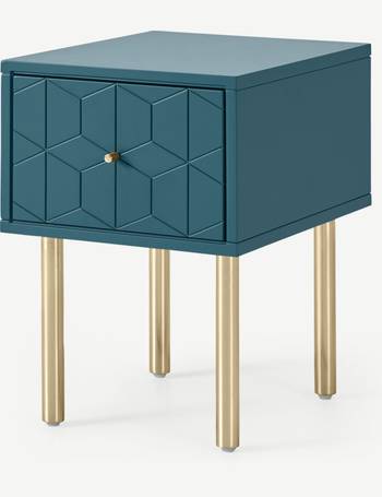 Hedra Bedside Table, Blue & Brass (MADE.com)