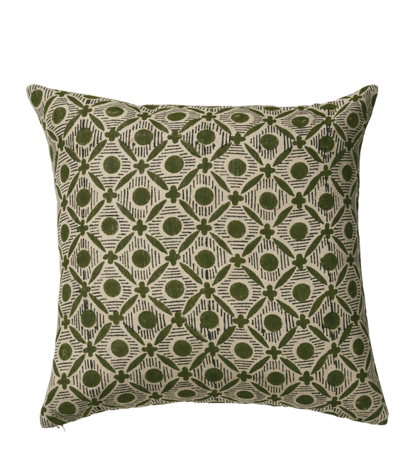 Nostell Diamonds Cushion Cover- Seaweed Green