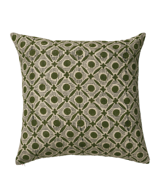Nostell Diamonds Cushion Cover- Seaweed Green