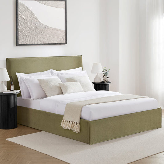 Oslo Ottoman Storage Bed - Sage - King