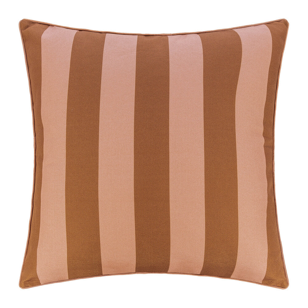 Outdoor Stripe Cushion - 58x58cm - Tan/Sunset