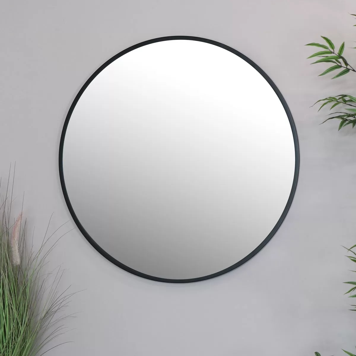 Round Black Wall Mirror, 80cm