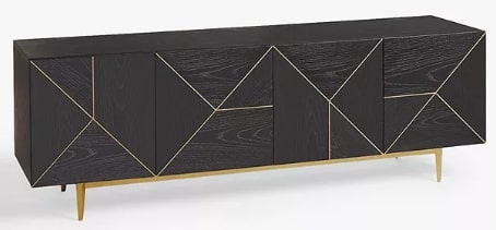 Mendel TV Stand Sideboard for TVs up to 65 - Black Wood Finish, 150x38x50cm