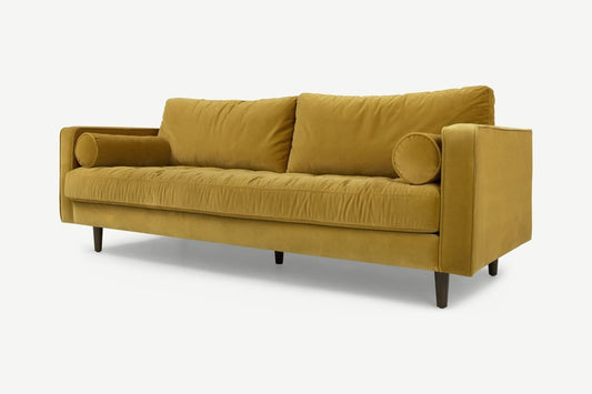 Ochre 3 seater Mid Century, 95x225x55cm