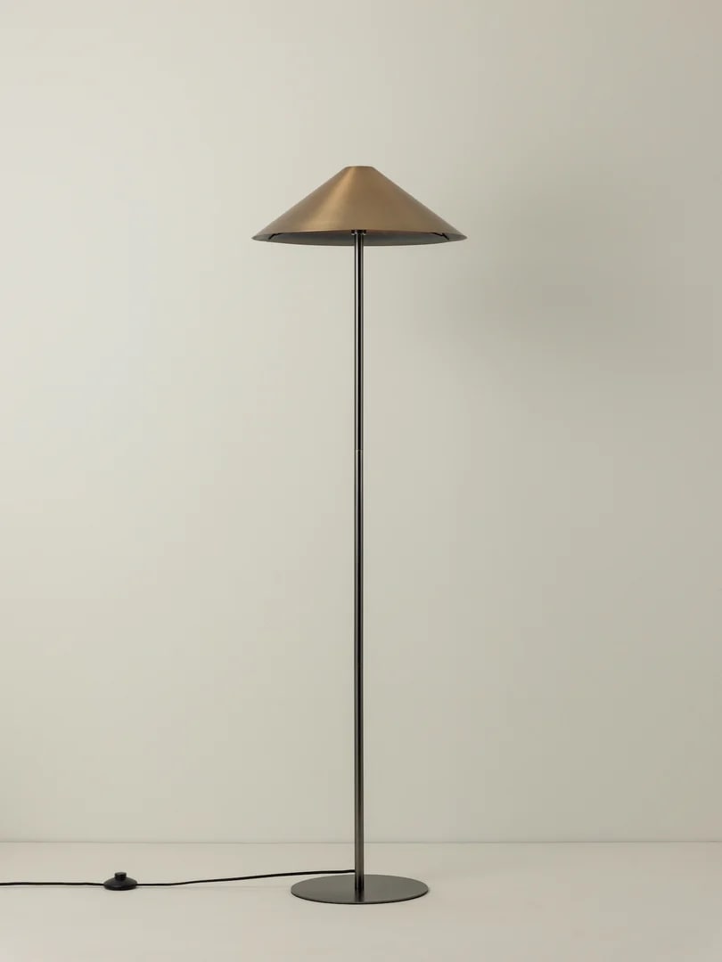 Orta - 1 light antique silver and burnished brass floor lamp, 40x146cm