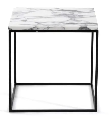 LA REDOUTE MAHAUT SIDE TABLE IN MARBLE AND BLACK, 40x40x40cm