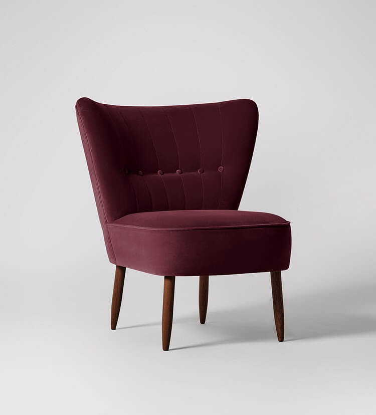 Swoon Editions Fitz Cocktail Chair, Bordeaux velvet, 70x59x73cm