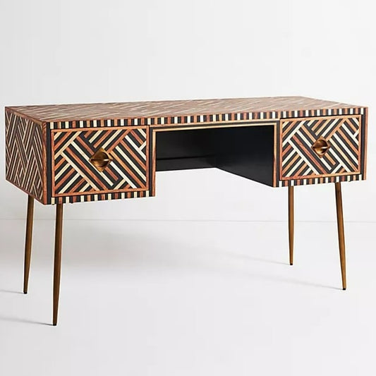 Anthropologie Optical Inlay Desk in BROWN, 134.62x55.88x76.2cm