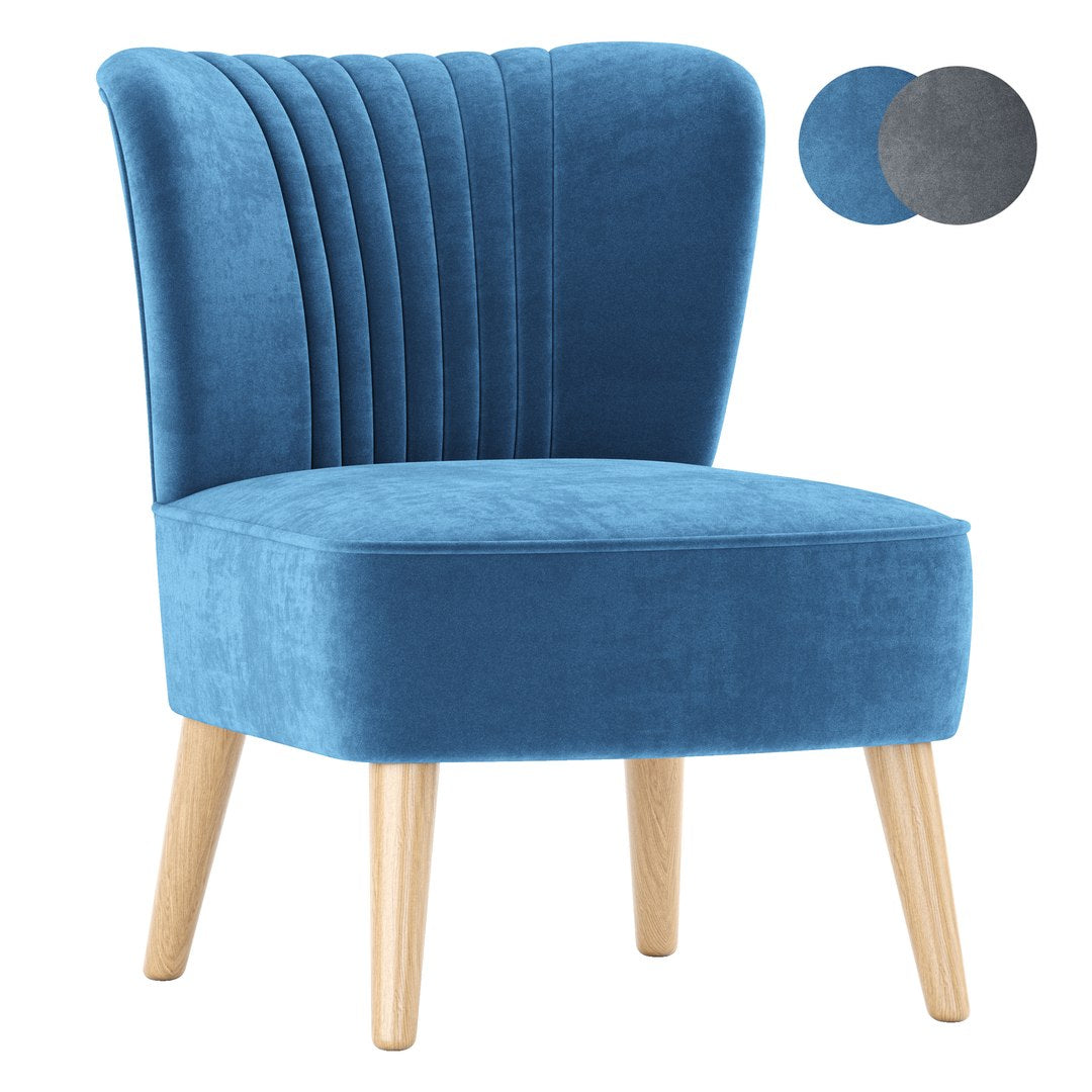 Blue Velvet Accent Chair, 67.1x55.9x76.2 cm
