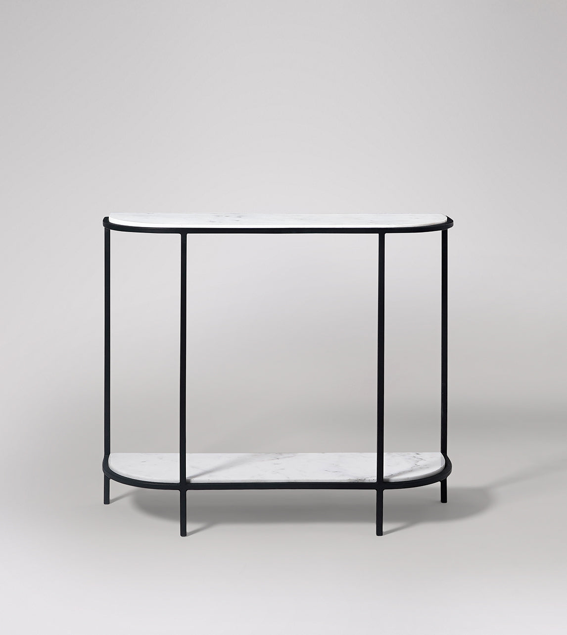 Swoon Sienna Luxe Console Table, Black Steel & White Marble - 110 X 28 X 80 CM