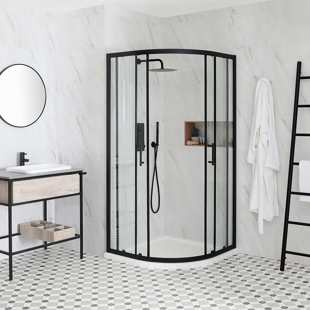 Milano Nero - Black Quadrant Shower Enclosure with Tray - 760mm