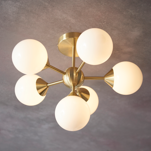 Antebi Glass Semi Flush Mount, Gold, 37x49.8cm