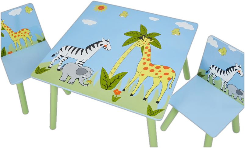 Safari Kids 3 Piece Square Play Or Activity Table and Chair Set