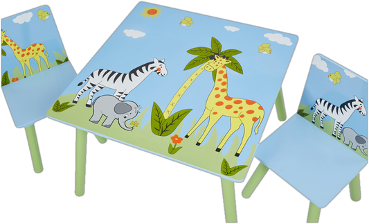 Safari Kids 3 Piece Square Play Or Activity Table and Chair Set