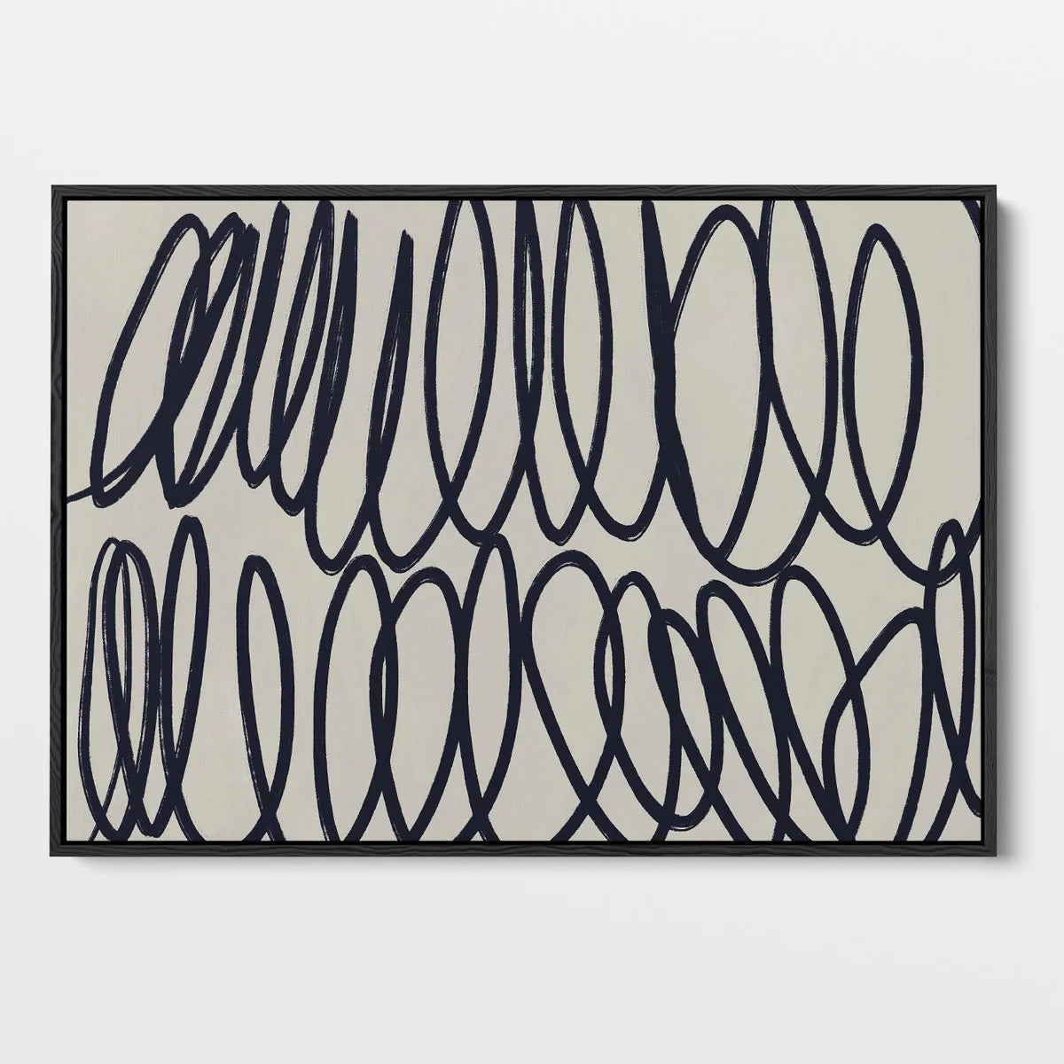 Curved Black Lines II Framed Canvas, 90x150cm