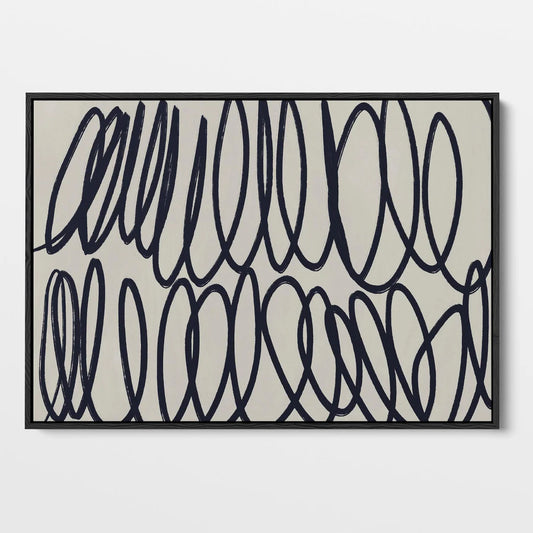 Curved Black Lines II Framed Canvas, 90x150cm