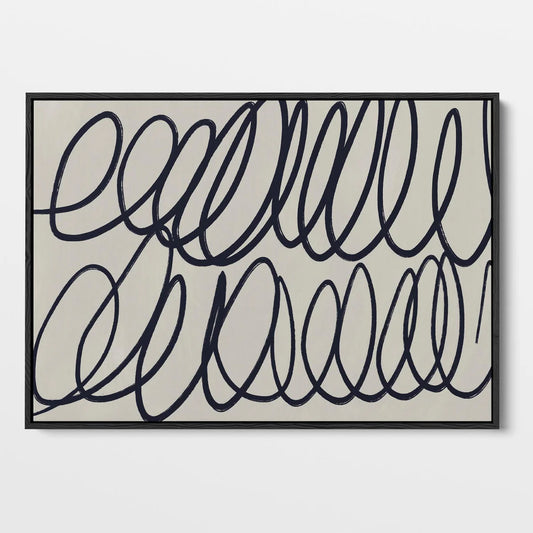 Neutral Curved Lines Framed Canvas, 90x150cm