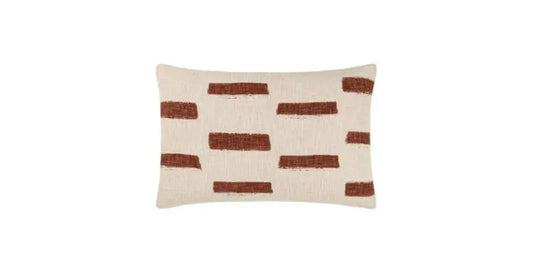 Printed Slub Cotton Feather Cushion, Pecan