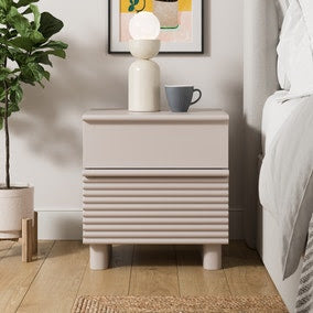 Melvin 2 Drawer Bedside Table, 51x47x37cm