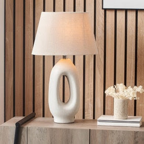 Laila Natural Organic Tall Ceramic Table Lamp, 56x20x33cm