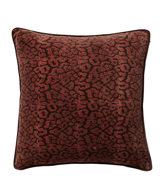 Leopard Print Cushion Cover -Blood Orange/Mocha